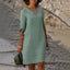Women's V-Neck 3/4 Sleeve Relaxed Fit Knee Length Midi Dress