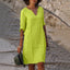 Women's V-Neck 3/4 Sleeve Relaxed Fit Knee Length Midi Dress