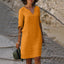 Women's V-Neck 3/4 Sleeve Relaxed Fit Knee Length Midi Dress