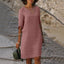 Women's V-Neck 3/4 Sleeve Relaxed Fit Knee Length Midi Dress