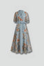 Women’s V-Neck Floral Puff Sleeve Midi Dress