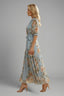 Women’s V-Neck Floral Puff Sleeve Midi Dress