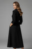 Women's Wedding Guest Collared Wrap Tie Front 3/4 Sleeve Midi Dress