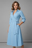 Women's Wedding Guest Collared Wrap Tie Front 3/4 Sleeve Midi Dress