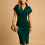 Women's V-Neck Side Slit Wrap Front Midi Dress