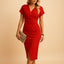 Women's V-Neck Side Slit Wrap Front Midi Dress