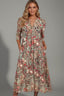 Women’s V-Neck and Three-Quarter Sleeves Midi Dress