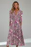 Women’s V-Neck and Three-Quarter Sleeves Midi Dress
