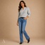 Women's V-Neck with Contrast Ruffle Neckline Long-Sleeve Sweater