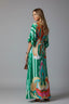 Women's Boho Printed Kaftan V-Neck Tie Waist Flowy Maxi Dress