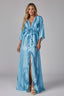 Women's Boho Printed Kaftan V-Neck Tie Waist Flowy Maxi Dress