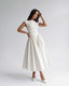 Women's Wedding Guest Bateau Neck Cap Sleeve Full Skirt Midi Dress