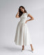 Women's Wedding Guest Bateau Neck Cap Sleeve Full Skirt Midi Dress