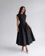 Women's Wedding Guest Bateau Neck Cap Sleeve Full Skirt Midi Dress