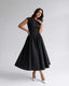 Women's Wedding Guest Bateau Neck Cap Sleeve Full Skirt Midi Dress