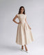Women's Wedding Guest Bateau Neck Cap Sleeve Full Skirt Midi Dress