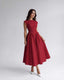 Women's Wedding Guest Bateau Neck Cap Sleeve Full Skirt Midi Dress