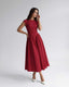 Women's Wedding Guest Bateau Neck Cap Sleeve Full Skirt Midi Dress