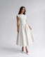 Women's Wedding Guest Bateau Neck Cap Sleeve Full Skirt Midi Dress