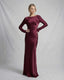Women's Wedding Guest Boat Neck Long Sleeve Maxi Dress