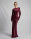 Women's Wedding Guest Boat Neck Long Sleeve Maxi Dress