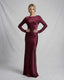 Women's Wedding Guest Boat Neck Long Sleeve Maxi Dress