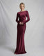 Women's Wedding Guest Boat Neck Long Sleeve Maxi Dress