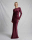 Women's Wedding Guest Boat Neck Long Sleeve Maxi Dress