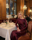 Women's Wedding Guest Boat Neck Long Sleeve Maxi Dress