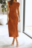 Women's Wedding Guest Cowl Neck Cap Sleeve Midi Dress