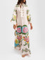 Women's Wedding Guest Floral Print Mock Neck Bell Sleeve Maxi Dress