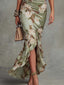 Women's Wedding Guest Floral Ruffle Sleeve Maxi Dress
