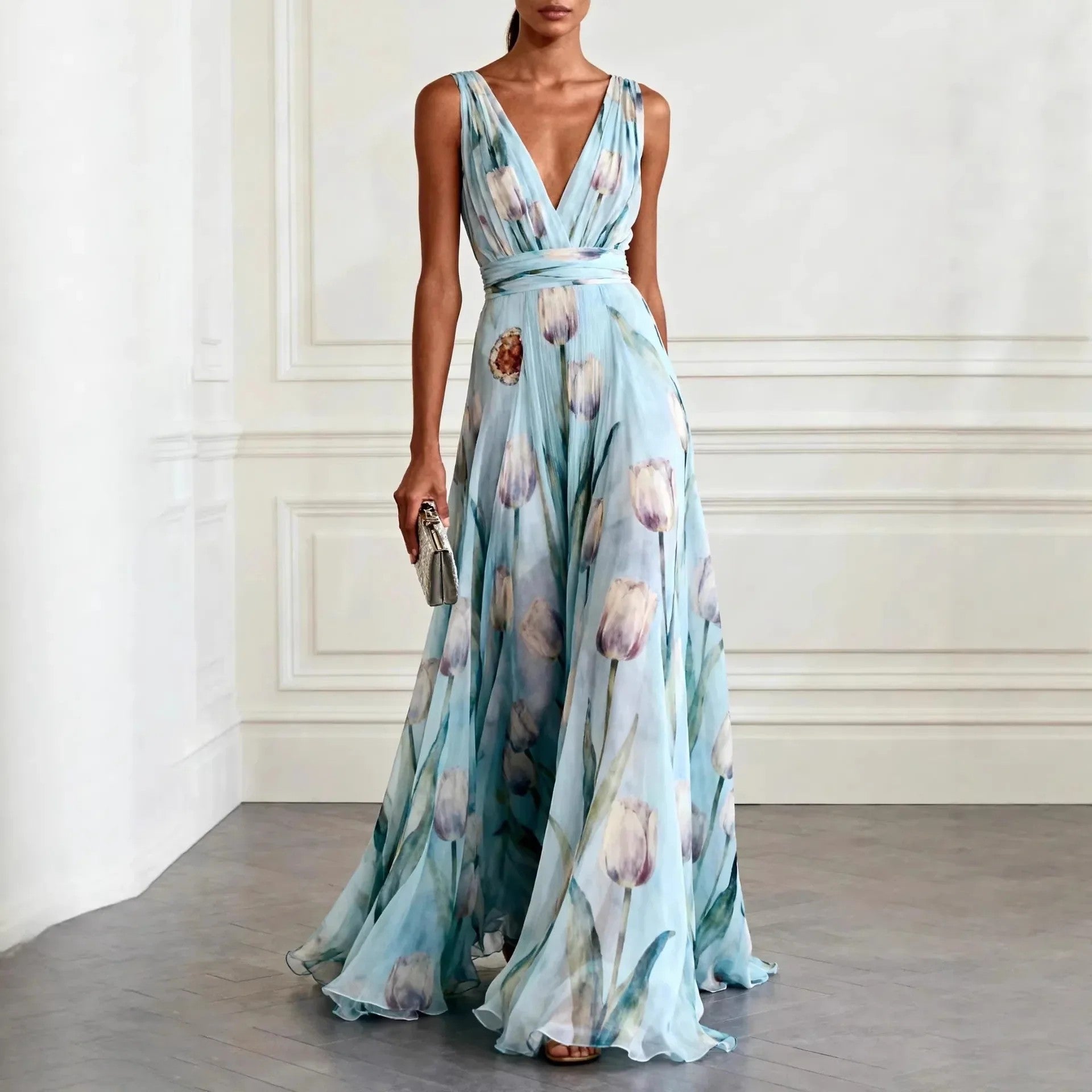 flowy maxi dress for wedding guest Romantic, Flowy, and Photo-Ready: The Hampton's Dresses You'll Wear on Repeat colors may appear slightly different in person. Jane Summers Zoey Blue &