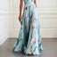 Women's Wedding Guest Floral Tulip Print V-Neck Flowy Maxi Dress