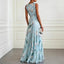 Women's Wedding Guest Floral Tulip Print V-Neck Flowy Maxi Dress