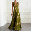 Women's Wedding Guest Floral Tulip Print V-Neck Flowy Maxi Dress