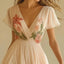 Women's Wedding Guest Floral V-Neck Flowy Maxi Dress