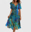 Women's Wedding Guest Floral V-Neck Flutter Sleeve Flowy Midi Dress