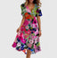 Women's Wedding Guest Floral V-Neck Flutter Sleeve Flowy Midi Dress
