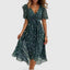 Women's Wedding Guest Floral V-Neck Flutter Sleeve Flowy Midi Dress