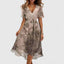 Women's Wedding Guest Floral V-Neck Flutter Sleeve Flowy Midi Dress