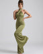 Women's Wedding Guest Halter Bodycon Maxi Dress