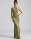 Women's Wedding Guest Halter Bodycon Maxi Dress