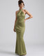 Women's Wedding Guest Halter Bodycon Maxi Dress