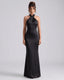 Women's Wedding Guest Halter Bodycon Maxi Dress