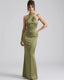 Women's Wedding Guest Halter Bodycon Maxi Dress