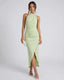 Women's Wedding Guest Halter Side Slit Midi Dress
