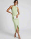 Women's Wedding Guest Halter Side Slit Midi Dress