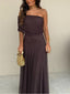 Women's Wedding Guest Off Shoulder Chiffon Maxi Dress