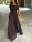 Women's Wedding Guest Off Shoulder Chiffon Maxi Dress